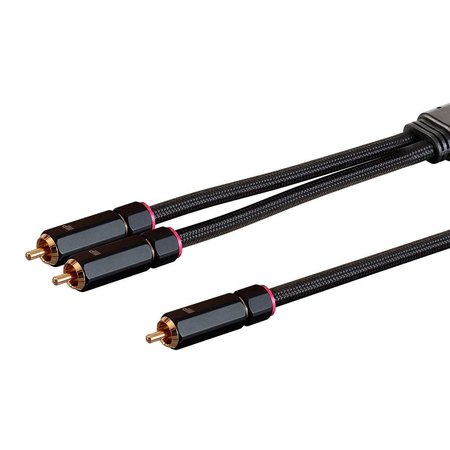 MONOPRICE Onix Series - Male RCA to 2 Male RCA Pigtail Cable_ 6ft_ Black 38075
